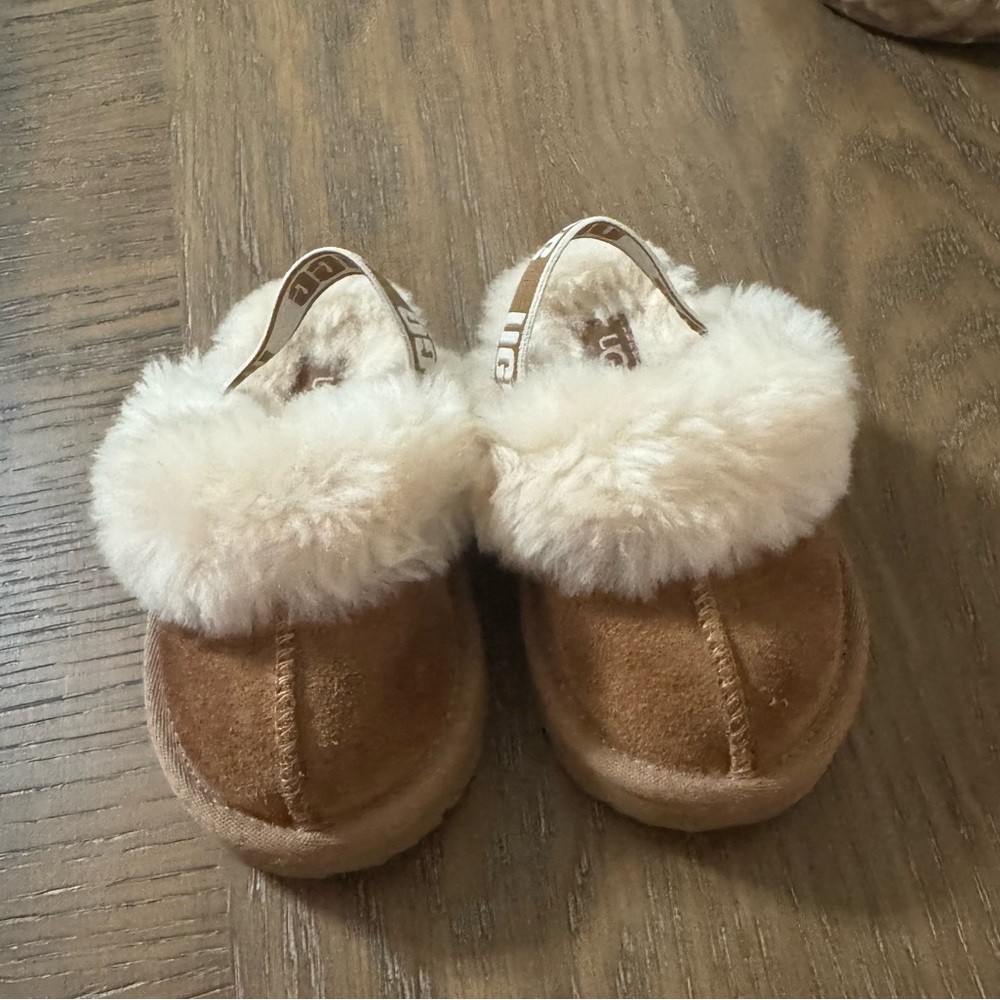 UGG Tan Baby Booties with Cream Fur
